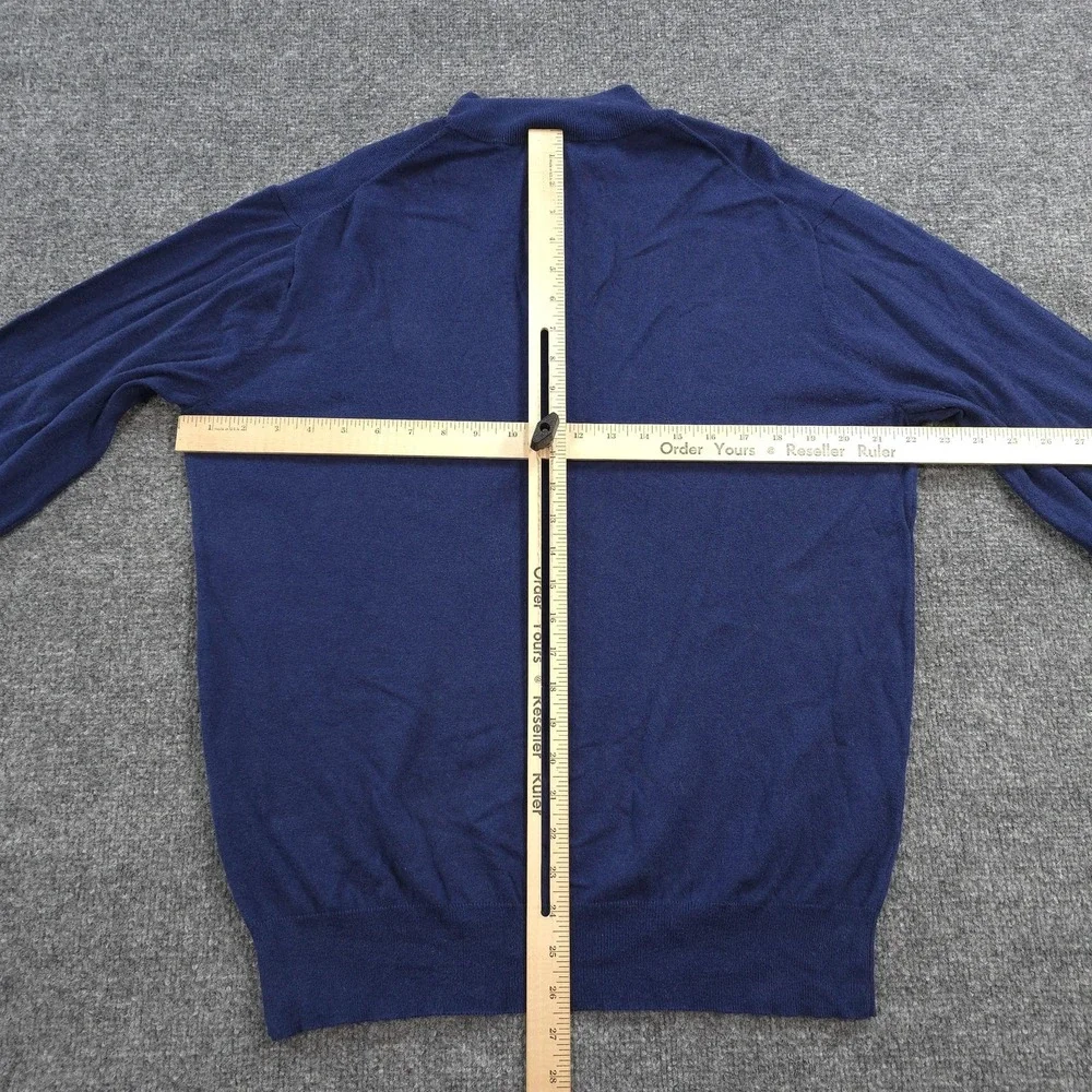 Peter Millar Sweater Mens L Blue Pima Silk Cashmere 1/4 Zip Mock Neck Pullover